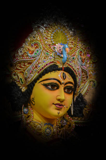 istock Goddess Durga Face in Happy Durga Puja 2163659684