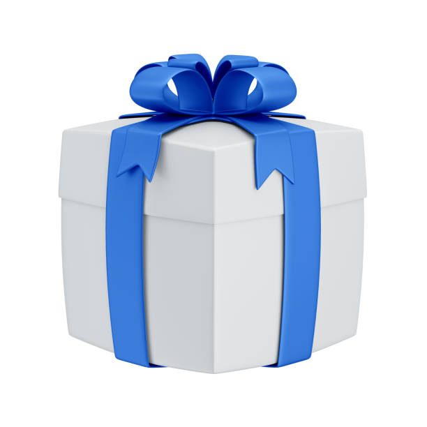 istock 3D Gift Box with Blue Ribbon and Bow for Father's Day Celebration with Isolated White Background 2163659831