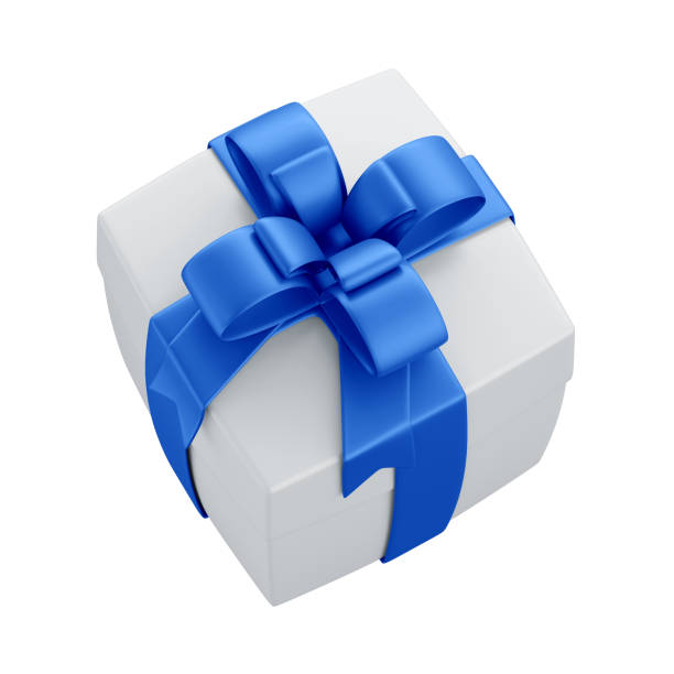 istock 3D Gift Box with Blue Ribbon and Bow for Father's Day Celebration with Isolated White Background 2163659832