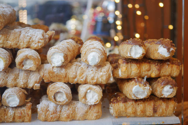 istock An assortment of scrumptious creamfilled pastries, beautifully displayed in a bakery 2163660042