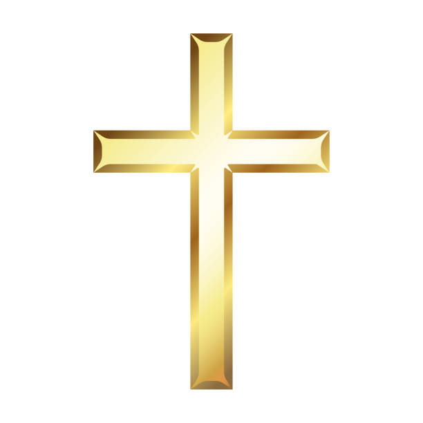 istock Golden yellow bright christian cross design 2163666913