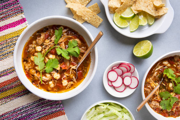 istock SPICY MEXICAN CHICKEN AND POBLANO POZOLE 2163667582