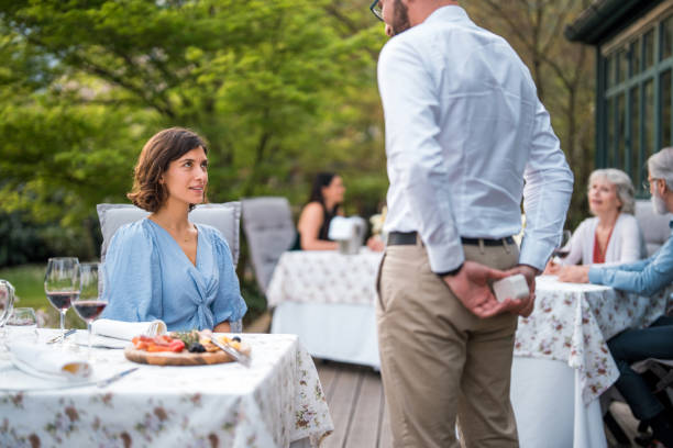 istock Romantic Engagement Proposal at Boutique Hotel Terrace 2163672540