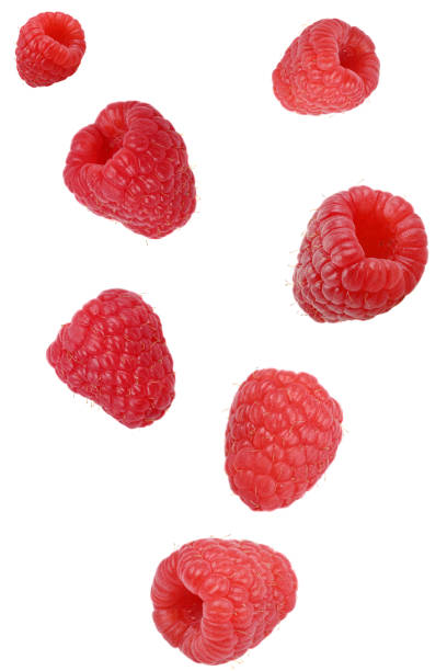 istock Ripe raspberries flying in the air. 2163675685