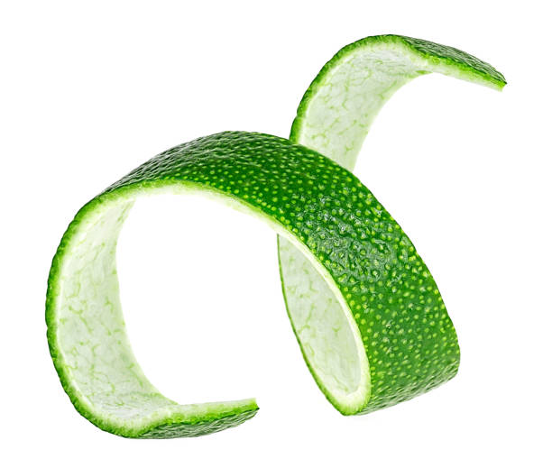 istock Fresh lime peel isolated on a white background. Lime twist or lime skin. 2163675872