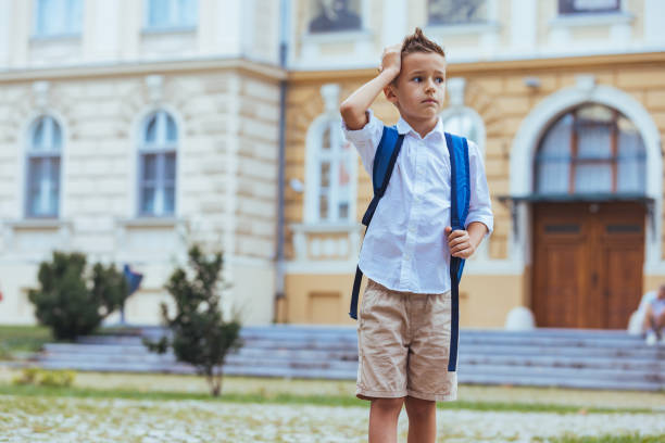istock Reluctant School Boy on First Day 2163677102