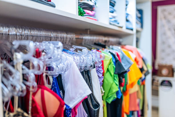 istock Clothing store without people 2163677152
