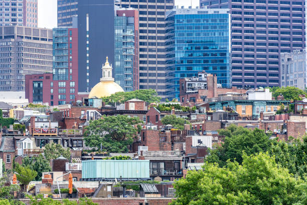 Boston city skyline on a winter day