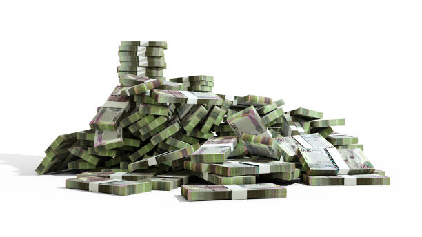 istock Big stack of Botswanan Pula notes. A lot of money isolated on white background. 3d rendering of bundles of cash 2163681249