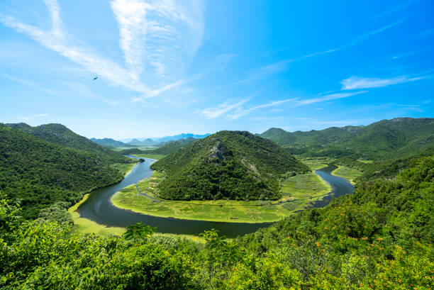 Idyllic Skadar lake and forest landscape, Montenegro. Skadarsko Jezero Nacionalni Park.