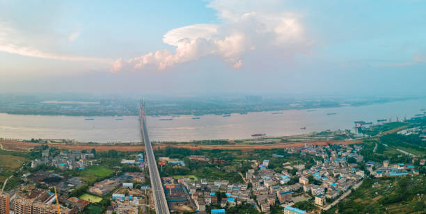 The Yangtze River Suspension Bridge under Sunset