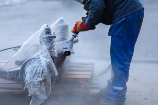 istock sandblasting of car elements, restoration of power elements. Rust removal 2163687942