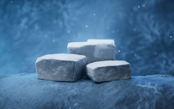 istock Fantastic dark scene with rock stages, 3d rendering. 2163691444