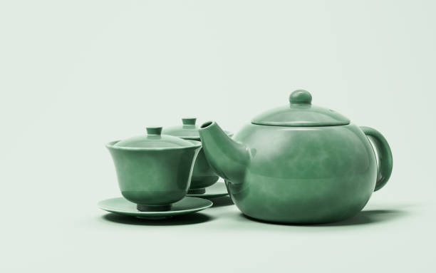 istock Chinese style teapot and teacup, 3d rendering. 2163691481