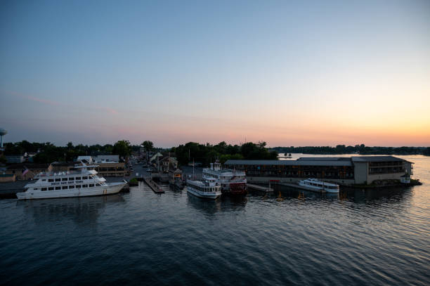 istock Sunset over tour boats 2163692090