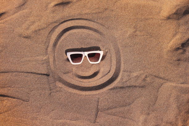 Natural patterns in the beach sand caused by tidal action