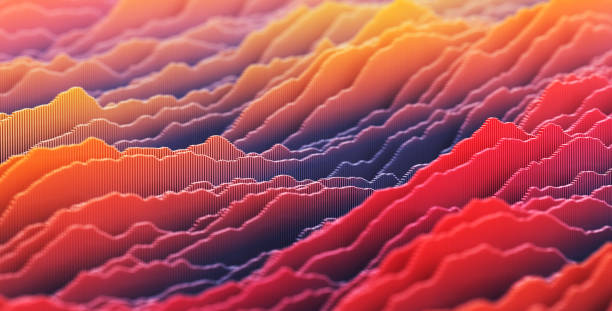 Abstract colorful wavy digital landscape