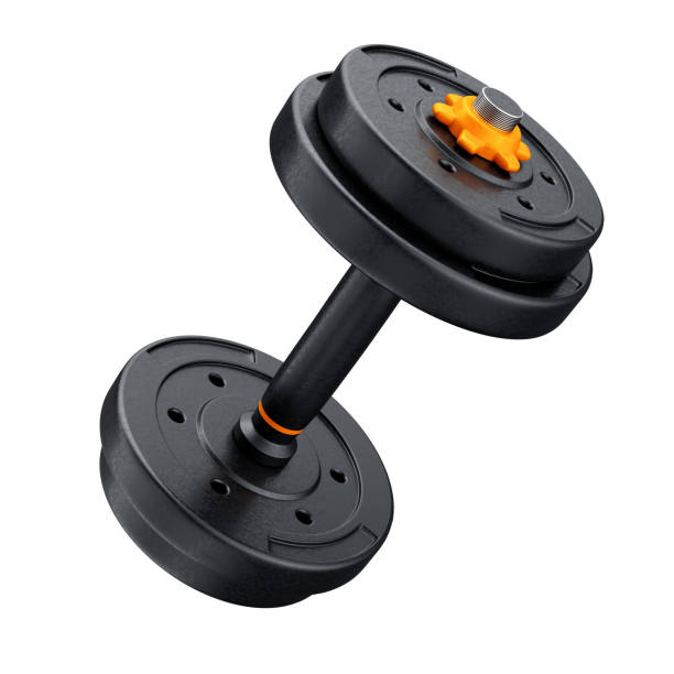 istock 3D Round Dumbbells with Isolated White Background 2163696056