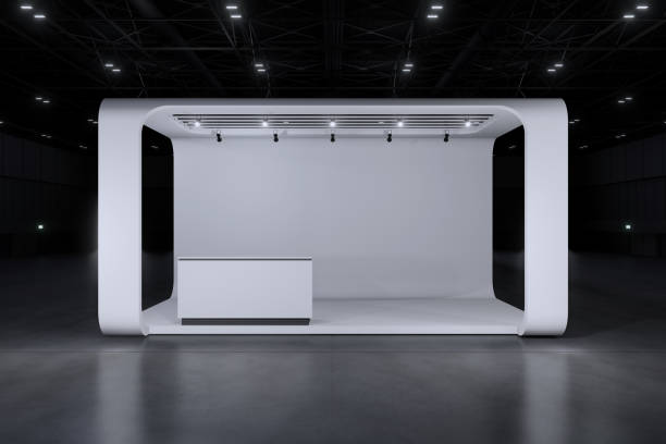 istock Exhibition stand for mockup and Corporate identity,Display design.Empty booth Design.Retail booth elements in Exhibition hall.booth Design trade show.Blank Booth system of Graphic Resources.3d Background for online Event,conference,live.3d render. 2163696861