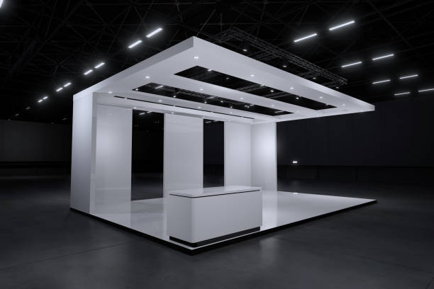 istock Exhibition stand for mockup and Corporate identity,Display design.Empty booth Design.Retail booth elements in Exhibition hall.booth Design trade show.Blank Booth system of Graphic Resources.3d Background for online Event,conference,live.3d render. 2163697235