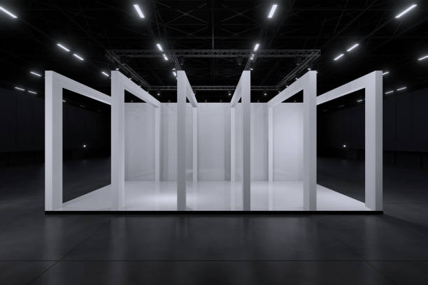 istock Exhibition stand for mockup and Corporate identity,Display design.Empty booth Design.Retail booth elements in Exhibition hall.booth Design trade show.Blank Booth system of Graphic Resources.3d Background for online Event,conference,live.3d render. 2163697315