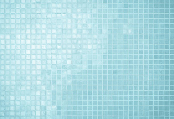 istock Blue light ceramic wall chequered and floor tiles mosaic background in bathroom, kitchen. Design pattern geometric with grid wallpaper texture decoration pool. Simple seamless abstract surface clean. 2163697720