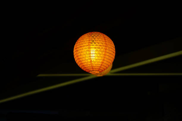 Orange paper balls: Chinese lampshades on the ceiling, Restaurant interior design, Decorations, Sphere