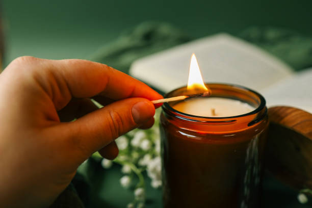 istock Girl lights a candle, spring aesthetics 2163702689