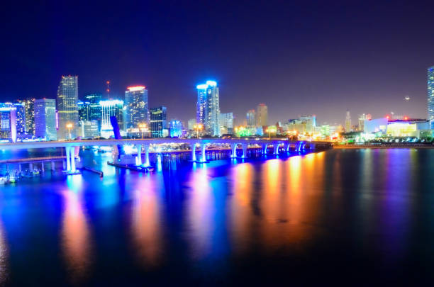 istock Landscape of Miami skyline at night. 2163703376