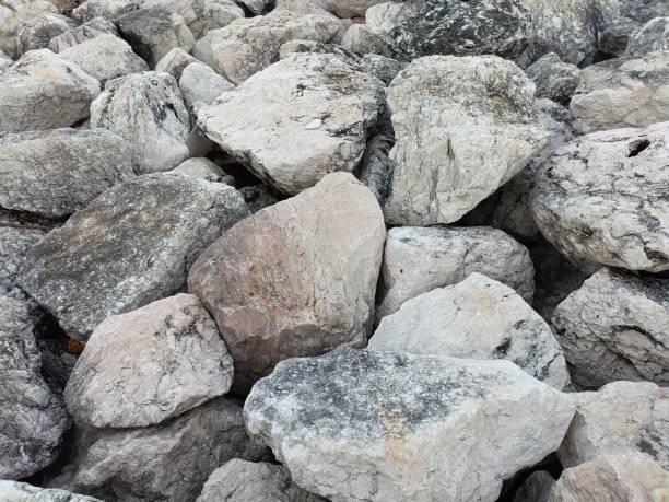 Pile of stones at construction site.