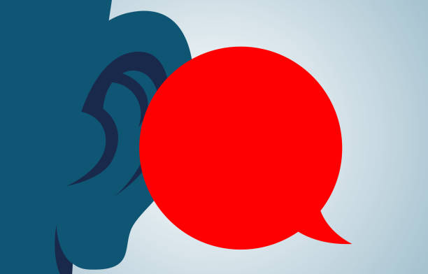 Sideways listening, good at listening and accepting others' ideas, good communication and exchange, huge ears to listen to the information inside the speech bubble Sideways listening, good at listening and accepting others' ideas, good communication and exchange, huge ears to listen to the information inside the speech bubble lying friends quotes stock illustrations