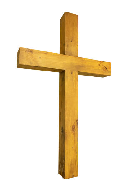 istock Religious wood cross isolated on a white background, clipping path 2163711213