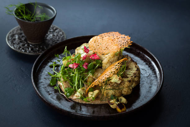istock Roasted cauliflower on plate. Aesthetic plating 2163714256