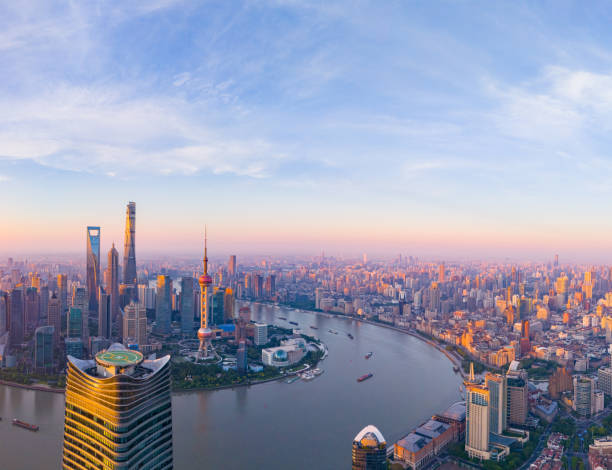 istock Aerial View Of Shanghai at sunrise 2163717708