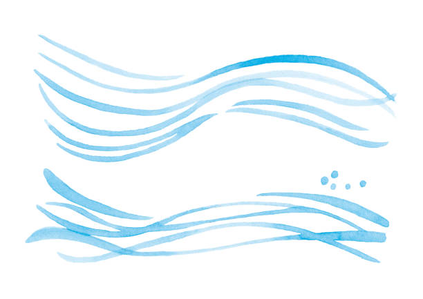 istock Watercolor illustration of blue water waves. 2163718369