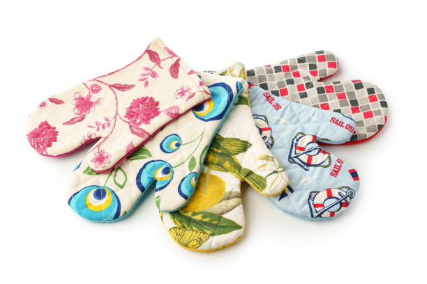 istock Colorful Printed Oven Mitts Isolated on White Background 2163723656