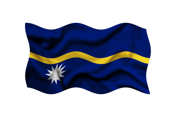 Waving Nauru flag background, Clipping Path Included