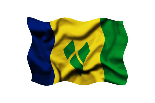 Waving Saint Vincent and the Grenadines flag background, Clipping Path Included