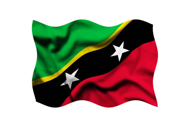 Waving Saint Kitts and Nevis flag background, Clipping Path Included