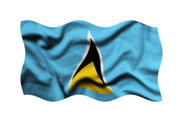 Waving Saint Lucia flag background, Clipping Path Included