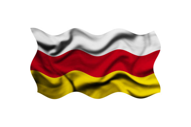 Waving South Ossetia flag background, Clipping Path Included