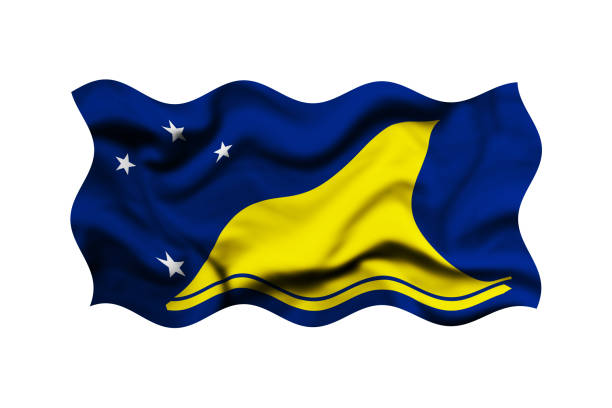 The national flag of Saint Vincent and the Grenadines depicted waving in the wind, featuring three vertical bands of blue, yellow, and green, with three green diamonds in the center symbolizing the islands of the country. The vibrant colors represent the nation's rich natural beauty and tropical environment.