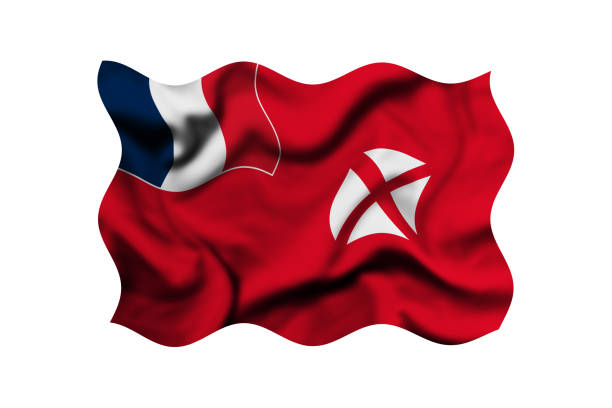 Waving Wallis and Futuna flag background, Clipping Path Included