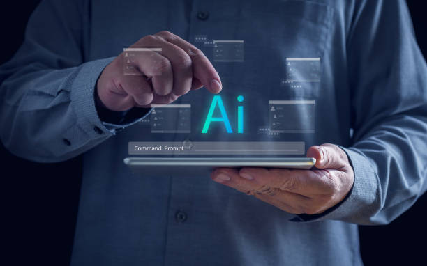 istock AI technology, Close-up of  businessman interacting with  tablet displaying AI and command prompt holograms in  digital environment, intelligence, iot, solution, working,  innovation future. 2163724968