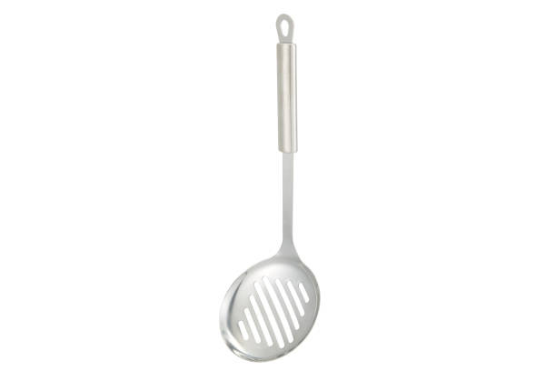 istock Stainless Steal Kitchen Skimmer Over White Background 2163729592
