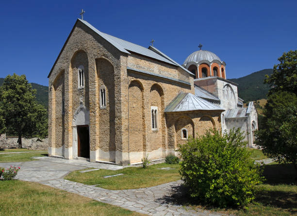 istock Serbian orthodox monastery Studenica - main church 2163730542
