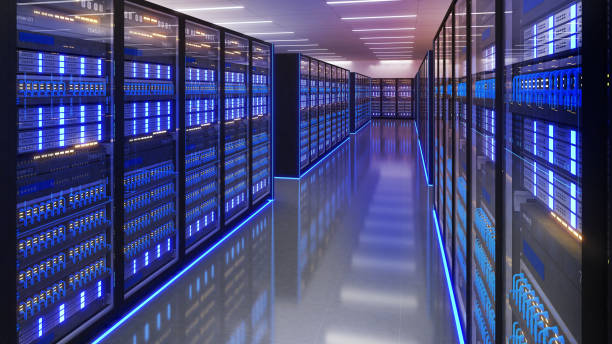 istock Shot of Data Center With Multiple Rows of Fully Operational Server Racks. Modern Telecommunications, Artificial Intelligence,server room,3d rendering 2163733794