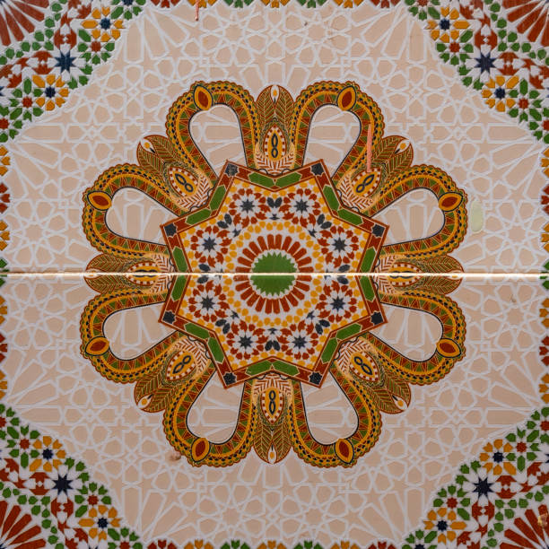 Morrocan traditional mosaic, showing intricate geometric patterns