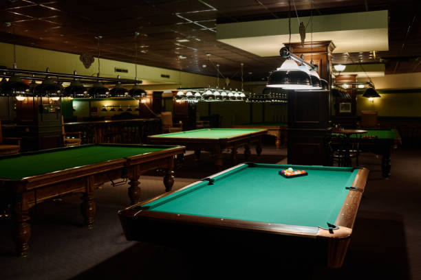 istock Stylish lamps lighting billiards tables 2163740382