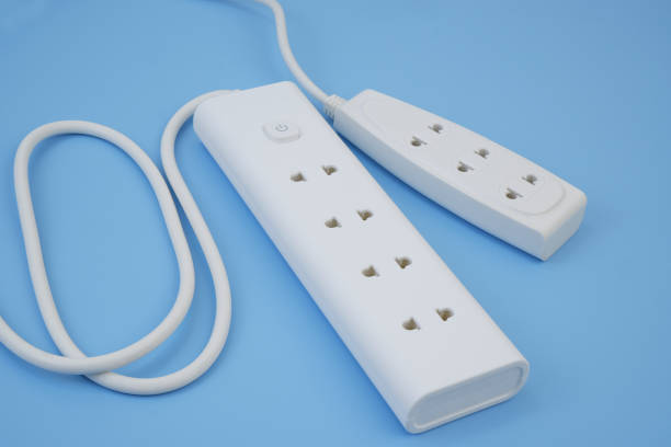 istock Two white power supplies on blue background. 2163742881
